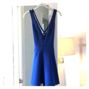 Royal blue deep V dress